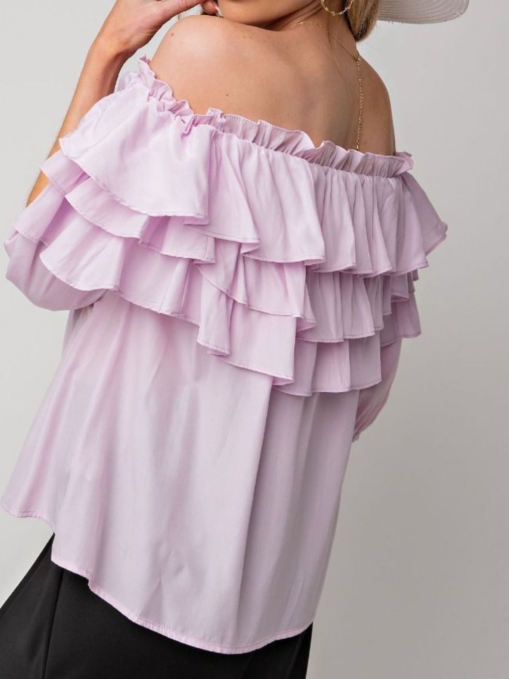 NWT easel Off-Shoulder Ruffle Tier Top - Picture 4 of 8